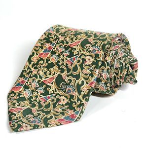 GUY LAROCHE PARIS SILK TIE Floral Wind Surfing Print Green